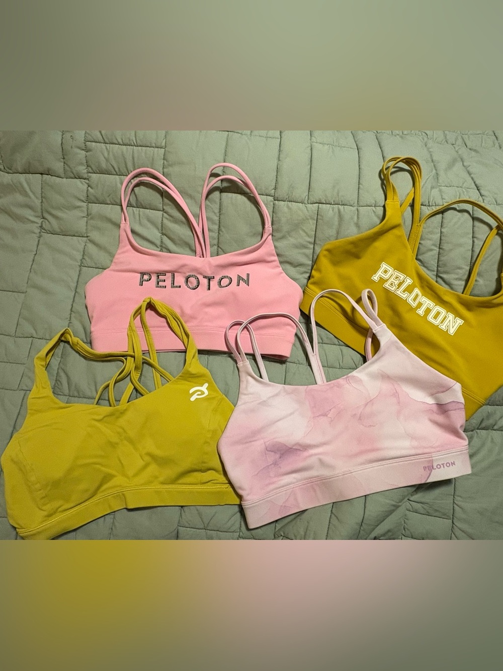 Peloton Pink & Yellow Sports Bras Bundle
